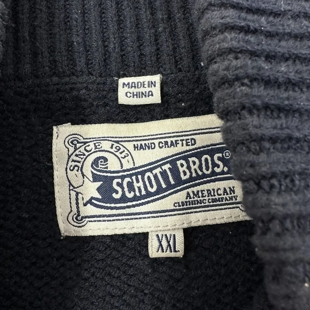 SCHOTT BROS Shawl Collar‎ Pullover Sweater Nordic Ski Wool Blend Fisherman 2XL